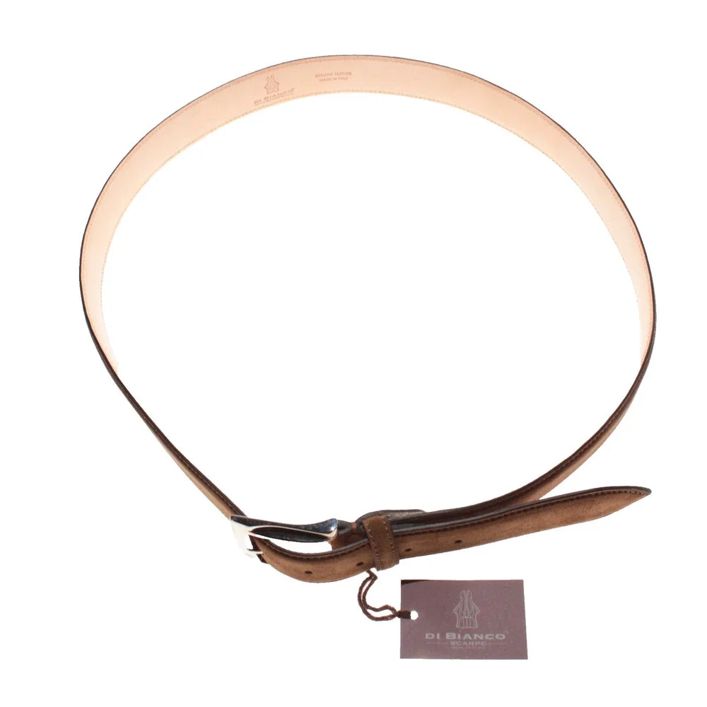 Di Bianco NWT Cut to Size Dress Belt In Solid Brown Suede Leather One Size